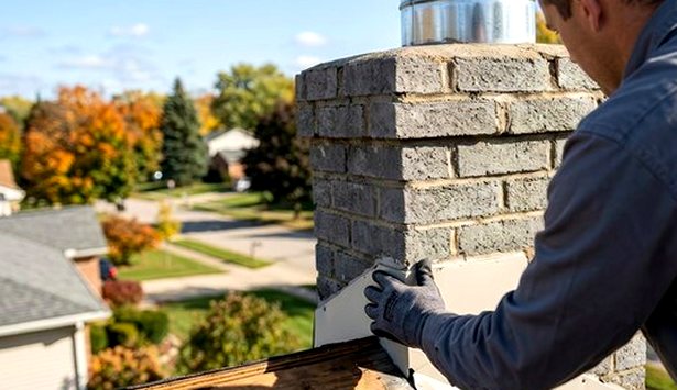 Steel lining raised at a chimney chase